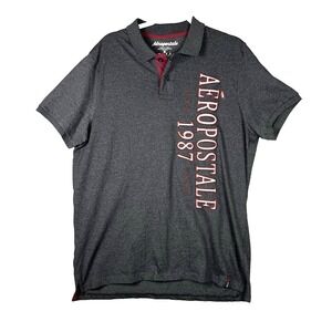 AEROPOSTALE Mens Heathered Gray Polo Size XL‎  New York 1987 Logo Short Sleeve